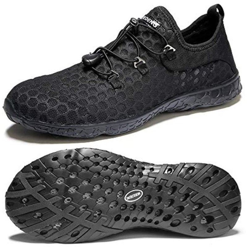 MOERDENG Men's Quick Drying Water Shoes Lightweight Aqua Shoes for Sports Outdoor Beach Pool Exercise All Black